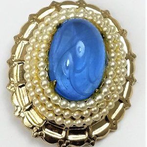 VINTAGE CORO GOLD TONE FAUX PEAR WITH RHINESTONE BROOCH